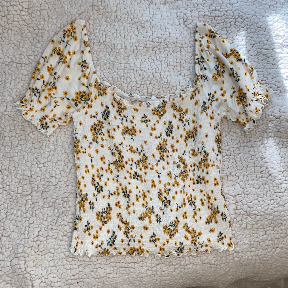 Square Neck Floral Crop Top